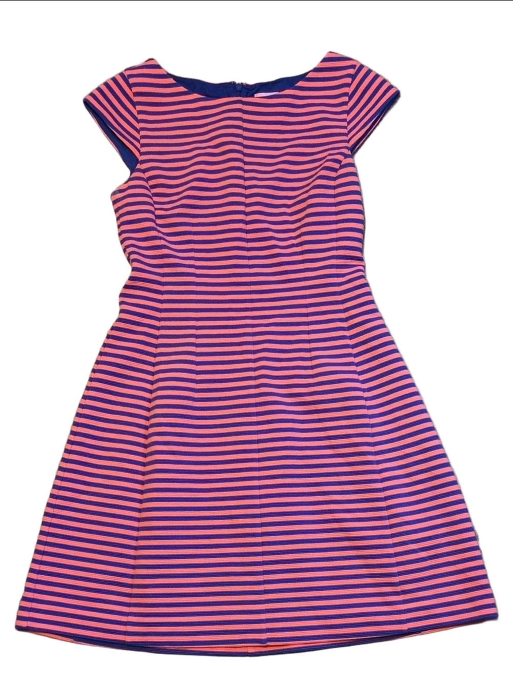 Lilly Pulitzer Pink Blue Striped Cap Sleeve Dress Size Medium